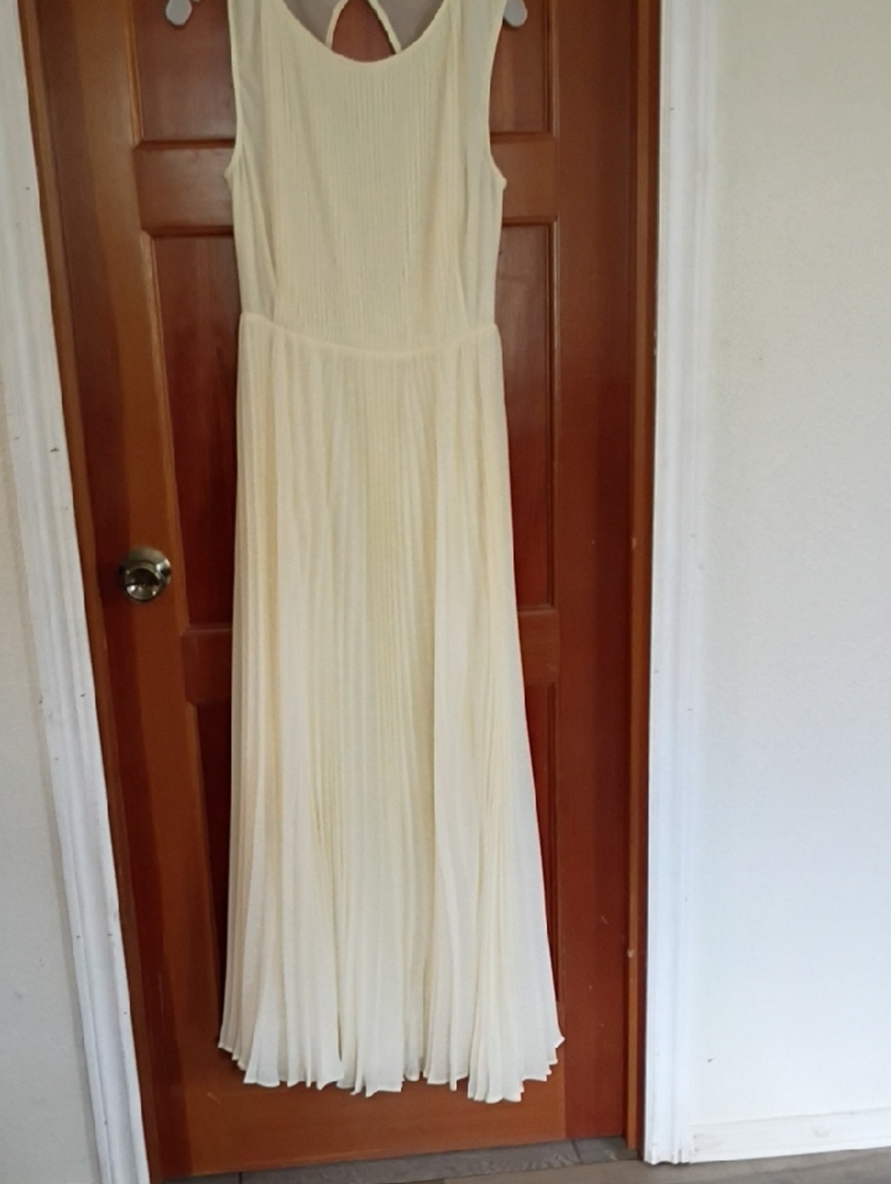 Ivory Wedding Dress David's Bridal Cream Pleated Maxi Dress